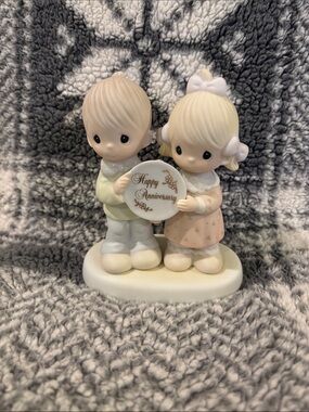Precious Moments Anniversary Figurine in Cream, Pink & Pale Green
